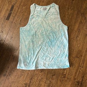 KOLBY Relaxed Light Blue and White Tie Dyed Sleeveless Top